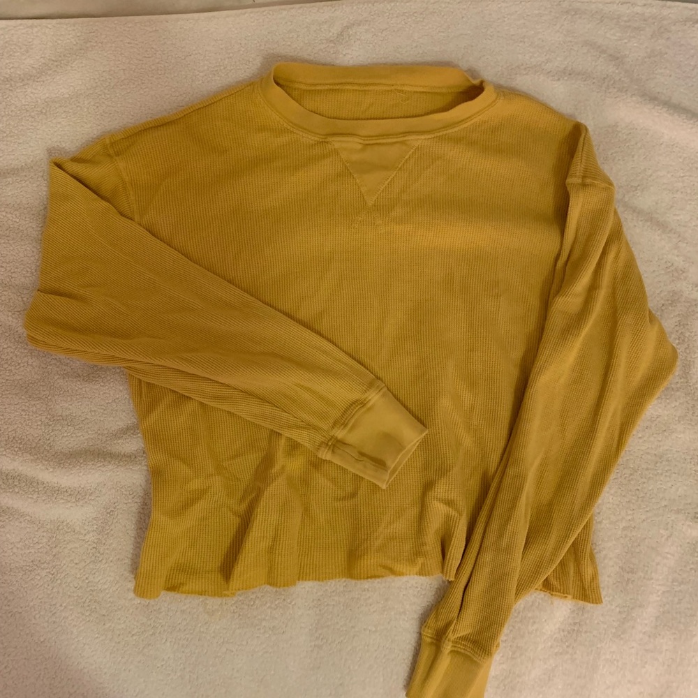 brandy melville yellow waffle knit long sleeve